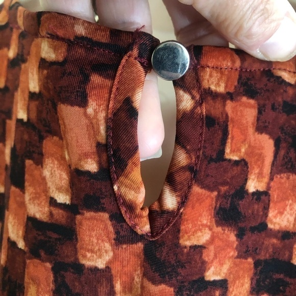 Cocomo Brown And Rust Checkered Blouse, Petite Medium - Picture 5 of 11